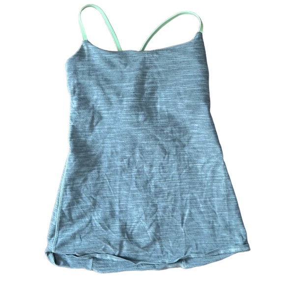 LULULEMON Flow And Go Strappy Open Back Bra Tank Top Gray Stripe Size 6 - Picture 2 of 4